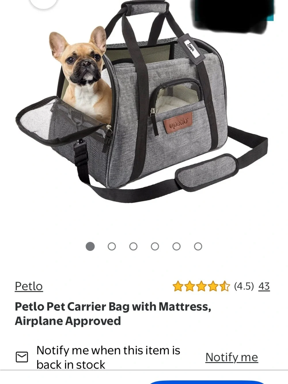 Petlo Gray Soft-Sided Travel Pet Carrier - Lightweight & Ventilated